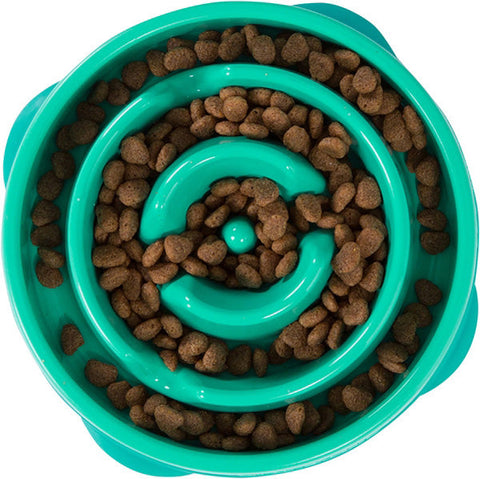OUTWARD HOUND - Fun Feeder Teal Dog Bowl Small