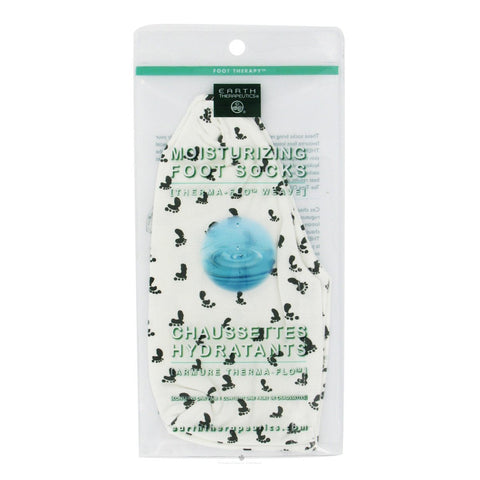EARTH THERAPEUTICS - Moisturizing Foot Socks with Foot Prints White