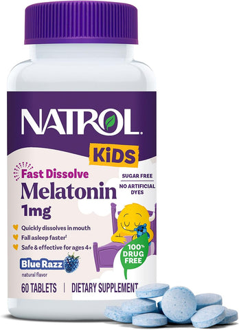 NATROL - Kids Melatonin 1mg Blue-Razz Fast Dissolve - 60 Tablets