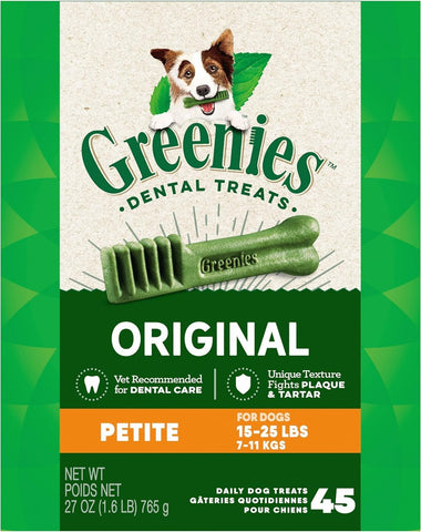 GREENIES - Original Petite Dental Dog Treats - 45 Count