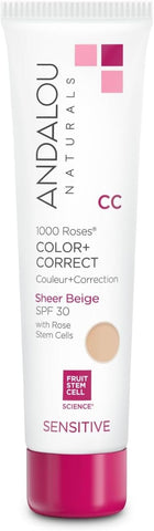 ANDALOU - 1000 Roses CC Color + Correct Sheer Beige SPF 30 - 2 fl. oz. (58 ml)