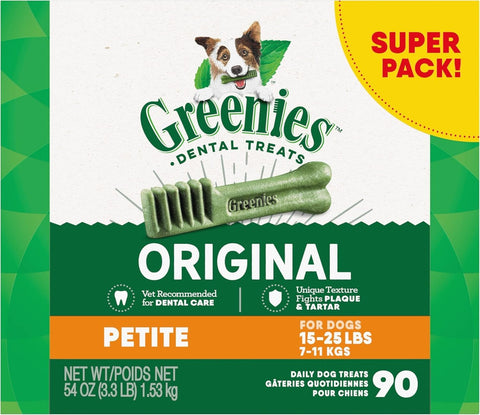 GREENIES - Original Petite Natural Dental Care Dog Treats - 90 Treats