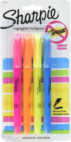 SHARPIE - Pocket Style Highlighters Chisel Tip Assorted Fluorescent - 4 Pack