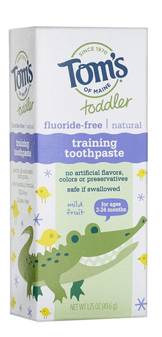 TOM'S OF MAINE - Fluoride Free Toddler Training Toothpaste Mild Fruit Gel - 1.75 oz. (49.6 ml)