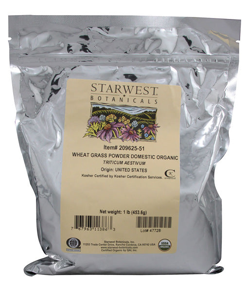 STARWEST BOTANICALS - Organic Wheat Grass Powder Domestic - 1 Lbs. (453.6 g)