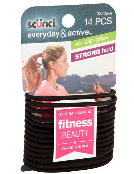 SCUNCI - The Evolution No Slip Grip Gel Hair Ties Black