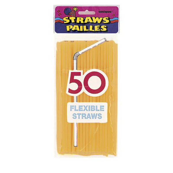 UNIQUE - Flexible Plastic Drinking Straws Neon Assortment