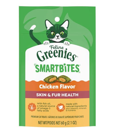 GREENIES - SMARTBITES Chicken Flavor Skin & Fur Health Cat Treats - 2.1 oz. (60 g)