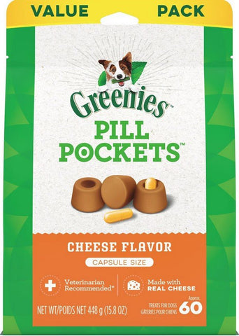 GREENIES - Pill Pockets Capsules Dog Treats Cheese Flavor - 60 Treats (15.8 oz./448 g)