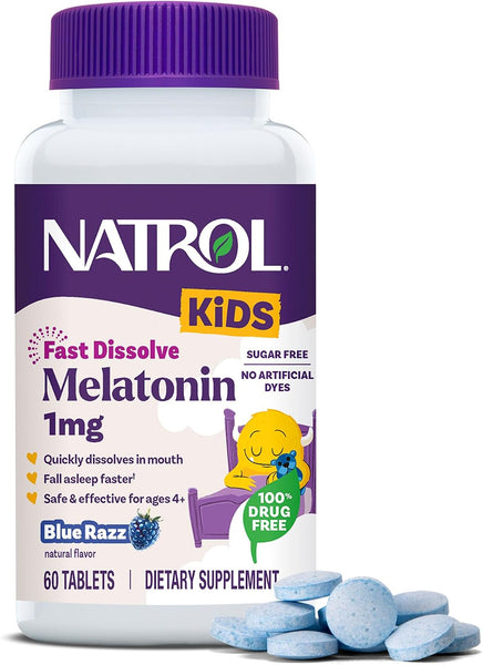 NATROL - Kids Melatonin 1mg Blue-Razz Fast Dissolve - 60 Tablets