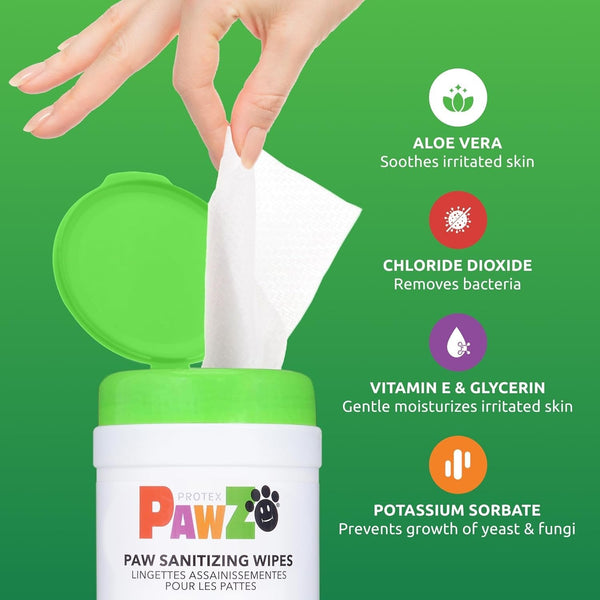 PAWZ - SANIPAW Paw Sanitizing Wipes for Dogs - 60 Wipes