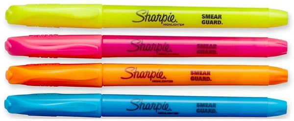 SHARPIE - Pocket Style Highlighters Chisel Tip Assorted Fluorescent - 4 Pack