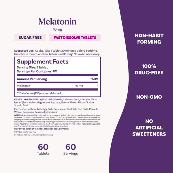 NATROL - Melatonin Fast Dissolve Mint 10 mg - 60 Tablets