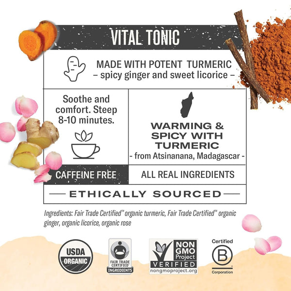 NUMI TEAS - Turmeric Tea Three Roots - 12 Tea Bags