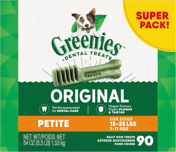 GREENIES - Original Petite Natural Dental Care Dog Treats - 90 Treats