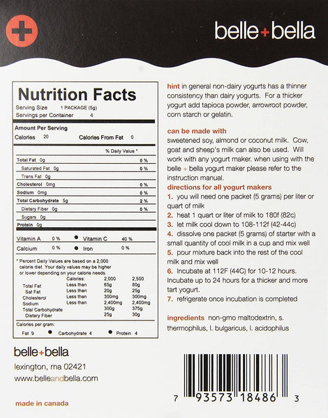 Belle and bella yogostarter - non-dairy - 20 grams
