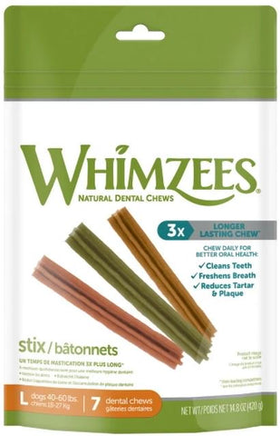 WHIMZEES - Stix Dental Dog Treats Large 7 Pieces - 14.8 oz. (420 g)
