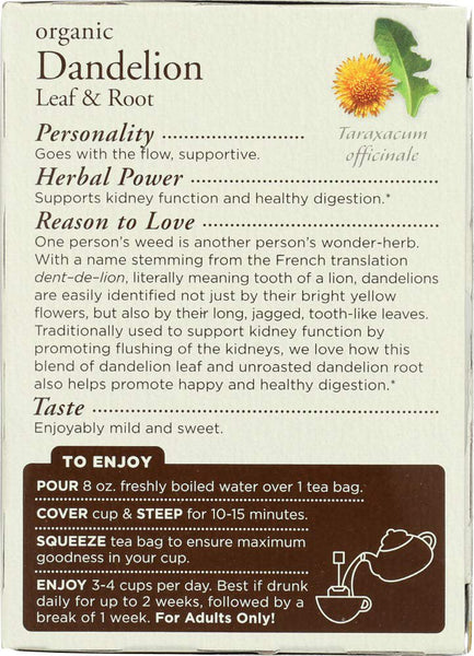 TRADITIONAL MEDICINALS - Dandelion Leaf & Root Tea - 16 Tea Bags