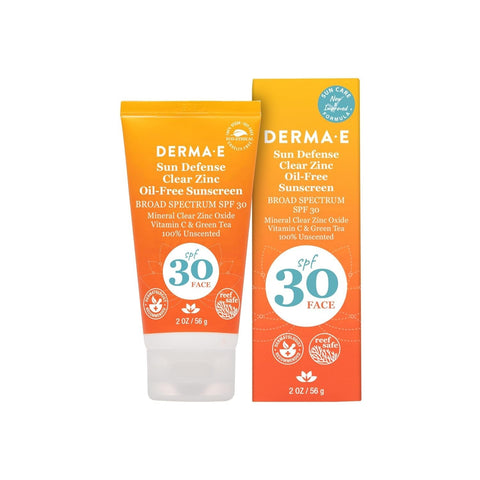 DERMA E - Sun Defense Clear Zinc Mineral Oil-Free Face Sunscreen SPF30 - 2 oz (56 g)